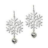 113467, CHRISTMAS HAMMERED SNOWFLAKE AND BEAD DROP EARRINGS