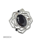 113474, GEOMETRIC OPENWORK FLORAL GEM BROOCH