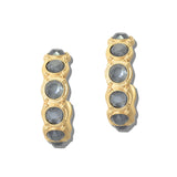 113485, FACETED GEMSTONE AND PEARL STATION HOOP EARRINGS