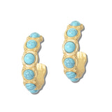 113485, FACETED GEMSTONE AND PEARL STATION HOOP EARRINGS
