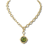 113486, FACETED GEMSTONE AND PEARL MEDALLION TOGGLE CHAIN NECKLACE
