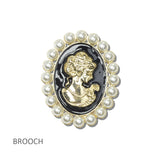 113488, PEARL HALO CAMEO PROFILE BROOCH PIN