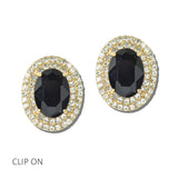 113490, OVAL CRYSTAL DOUBLE HALO CLIP ON EARRINGS