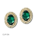 113490, OVAL CRYSTAL DOUBLE HALO CLIP ON EARRINGS