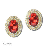 113490, OVAL CRYSTAL DOUBLE HALO CLIP ON EARRINGS