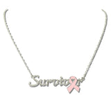113491, AWARENESS PINK RIBBON SURVIVOR SCRIPT NECKLACE
