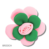 113493, OVERSIZED FABRIC FLORAL ROSETTE BROOCH AND HAIRCLIP