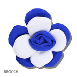 113493, OVERSIZED FABRIC FLORAL ROSETTE BROOCH AND HAIRCLIP