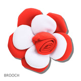 113493, OVERSIZED FABRIC FLORAL ROSETTE BROOCH AND HAIRCLIP