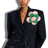 113494, SORORITY OVERSIZED FABRIC FLOWER STATEMENT BROOCH AND HAIR CLIP