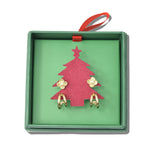 113503, PEARL FLOWER STUD AND DOUBLE BAND BUGGIE EARRING SET CHRISTMAS GIFT BOX