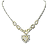 113508, 14K GOLD PLATED CZ PAVE HEART CHARM NECKLACE