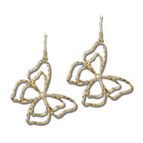 113517, HAMMERED OPENWORK LAYERED BUTTERFLY DROP EARRINGS