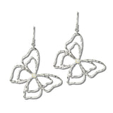 113517, HAMMERED OPENWORK LAYERED BUTTERFLY DROP EARRINGS