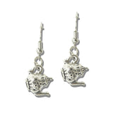 113529, VINTAGE ETCHED PATTERN TEAPOT DANGLE EARRINGS