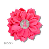 113530, AWARENESS PINK RIBBON SATIN FLOWER BROOCH PIN