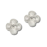 113537, SUNBURST TEXTURED CLOVER STUD EARRINGS