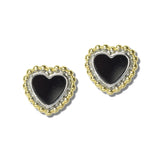 113541, 14K GOLD PLATED DOTTED TEXTURE HEART STUD EARRINGS