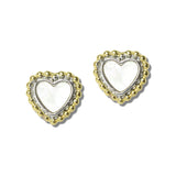 113541, 14K GOLD PLATED DOTTED TEXTURE HEART STUD EARRINGS