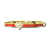 113557, STAINLESS STEEL PAVE CZ HEART ENAMEL HINGED OPEN BANGLE BRACELET