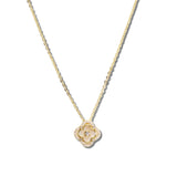 113561, MOTHER OF PEARL AND PAVE CZ CLOVER PENDANT NECKLACE