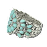 113565, WESTERN ROSETTE CABOCHON CLUSTER STRETCH BRACELET