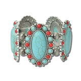 113566, WESTERN OVAL PANEL CABOCHON HALO STRETCH BRACELET