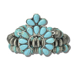 113567, WESTERN TURQUOISE NAJA SQUASH BLOSSOM 3-PIECE STRETCH BRACELET SET