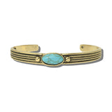 113574, WESTERN ANTIQUED TURQUOISE CABOCHON TWISTED ROPE CUFF BRACELET