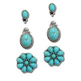 113576, 3 PAIR WESTERN STONE CABOCHON STUD EARRINGS SET