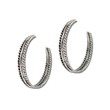 113585, WESTERN ROPE TWIST MID-SIZE SILVER C-HOOP EARRINGS