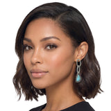 113588, WESTERN TURQUOISE FREEFORM TEARDROP TWISTED ROPE LINK EARRINGS