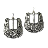 113591, WESTERN ENGRAVED FLORAL BELT BUCKLE DANGLE EARRINGS