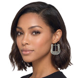 113593, WESTERN ENGRAVED BELT BUCKLE AB CRYSTAL DANGLE EARRINGS