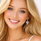 113599, WESTERN COTTON CANDY STONE CROSS DANGLE EARRINGS