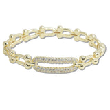 14K Gold Plated Micro Pave Cubic Zirconia Accent Designer Inspired Bracelet - view 2