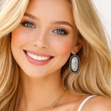 113600, WESTERN COTTON CANDY STONE OVAL DANGLE EARRINGS