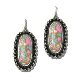113600, WESTERN COTTON CANDY STONE OVAL DANGLE EARRINGS