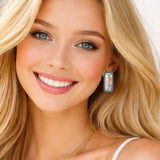 113601, WESTERN COTTON CANDY STONE RECTANGLE STUD EARRINGS