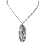 113606, WESTERN SUNBURST OVAL PENDANT PAPERCLIP CHAIN NECKLACE