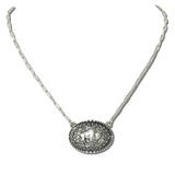 113610, WESTERN BUFFALO BISON OVAL MEDALLION PAPERCLIP CHAIN NECKLACE