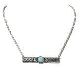 113618, WESTERN TURQUOISE CENTER HORIZONTAL BAR PAPERCLIP CHAIN NECKLACE