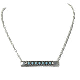 113620, WESTERN TURQUOISE BEAD HORIZONTAL BAR PAPERCLIP CHAIN NECKLACE