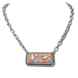 113624, WESTERN COTTON CANDY STONE BAR PAPERCLIP CHAIN NECKLACE