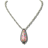 113625, WESTERN COTTON CANDY STONE TEARDROP PENDANT NECKLACE