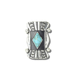 113635, WESTERN TURQUOISE DIAMOND CABOCHON STAMPED CUFF RING