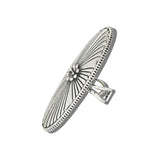 113636, WESTERN ANTIQUED METAL ELONGATED OVAL SUNBURST CONCHO CUFF RING