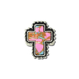 113643, WESTERN COTTON CANDY STONE CROSS CUFF RING