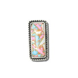113644, WESTERN COTTON CANDY STONE RECTANGLE CUFF RING