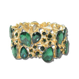 113648, RHINESTONE TEARDROP FLORAL FILIGREE STRETCH BRACELET